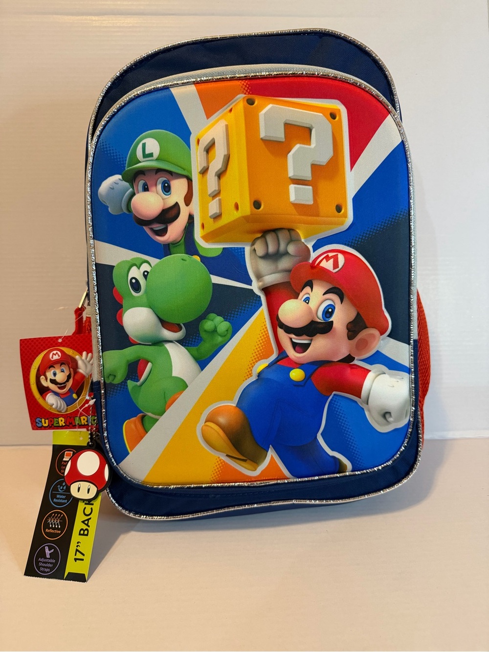 Nintendo Super Mario Backpack with Red, Blue, Green Accents w/ 3D images